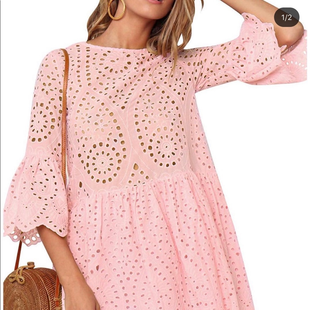 Pink Eyelet Dress size Medium